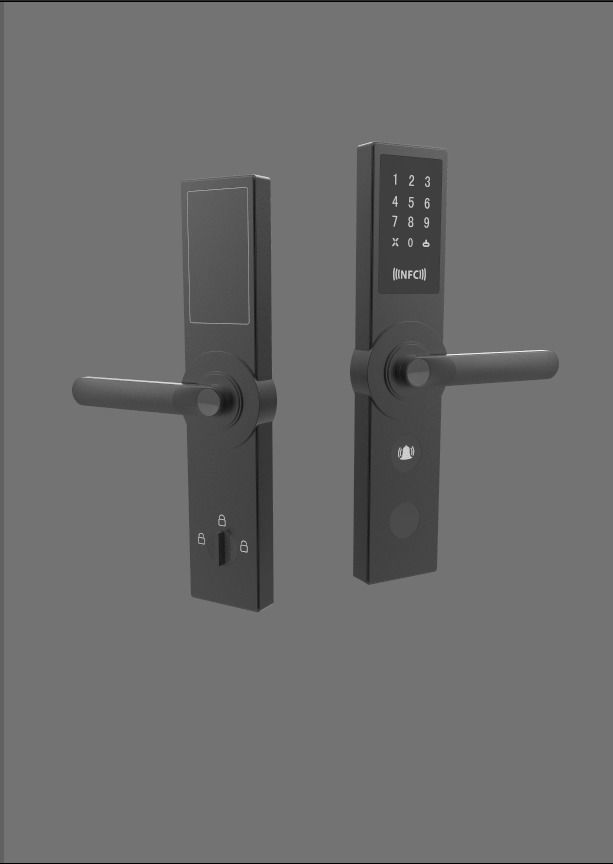 Smart door lock black 3D Model