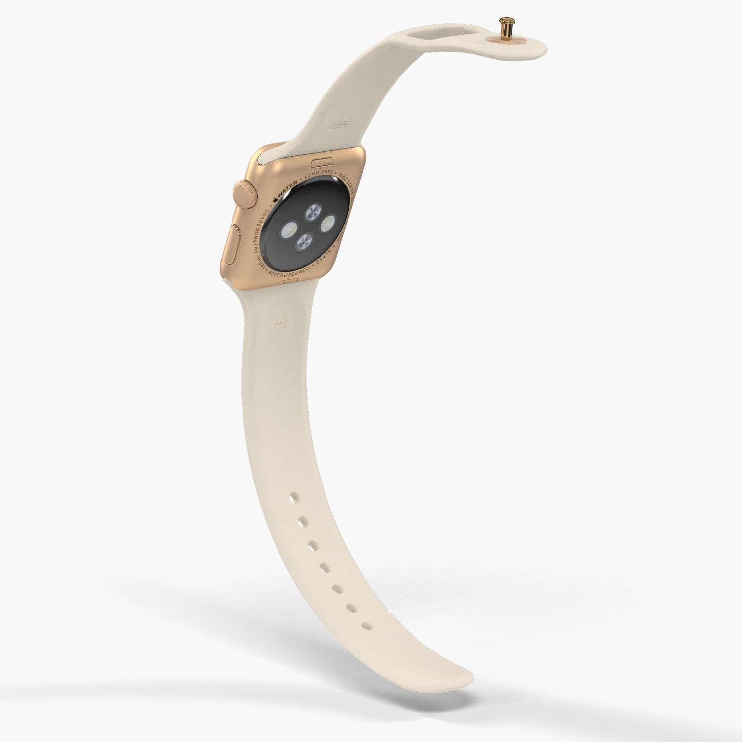 3D model Apple Watch Gold Aluminum Case Antique White Sport Band VR