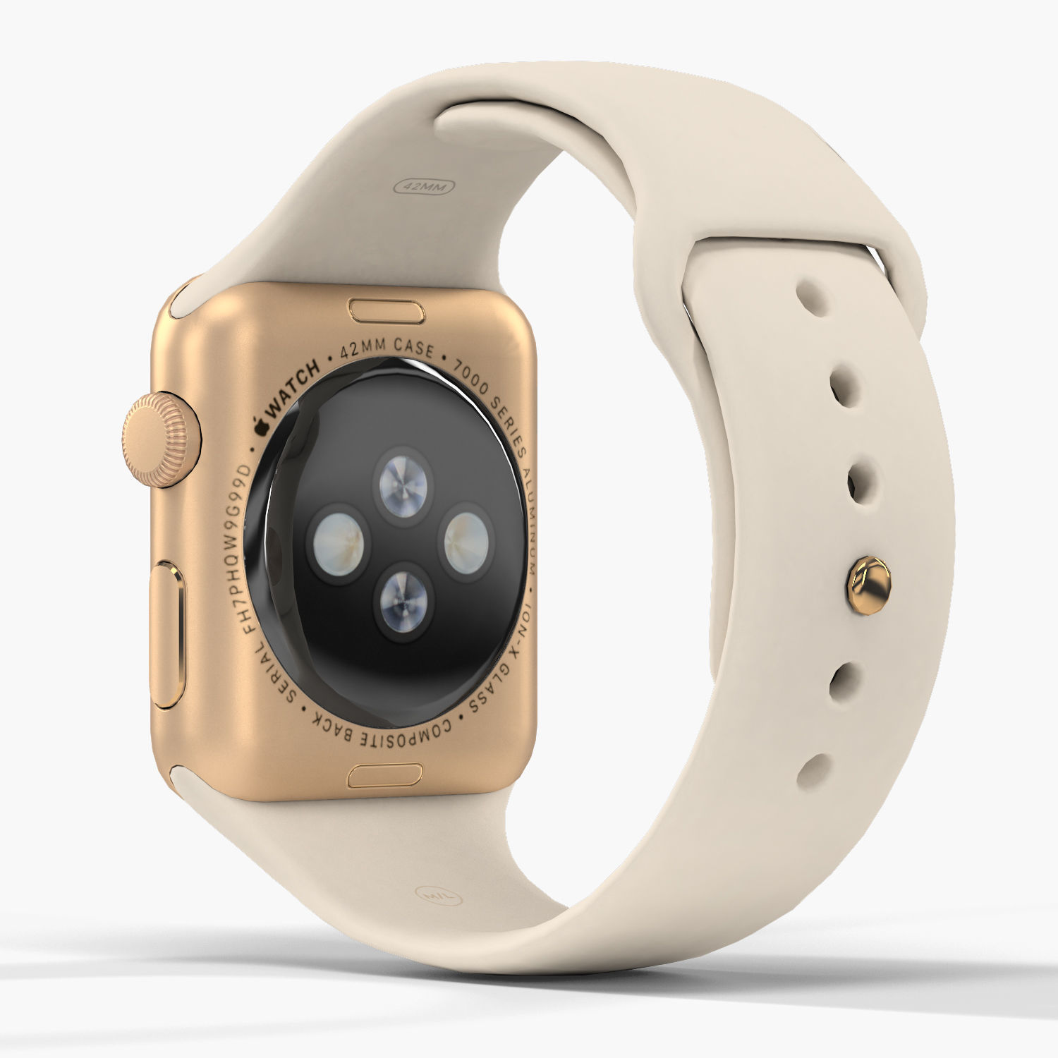 3D model Apple Watch Gold Aluminum Case Antique White Sport Band VR