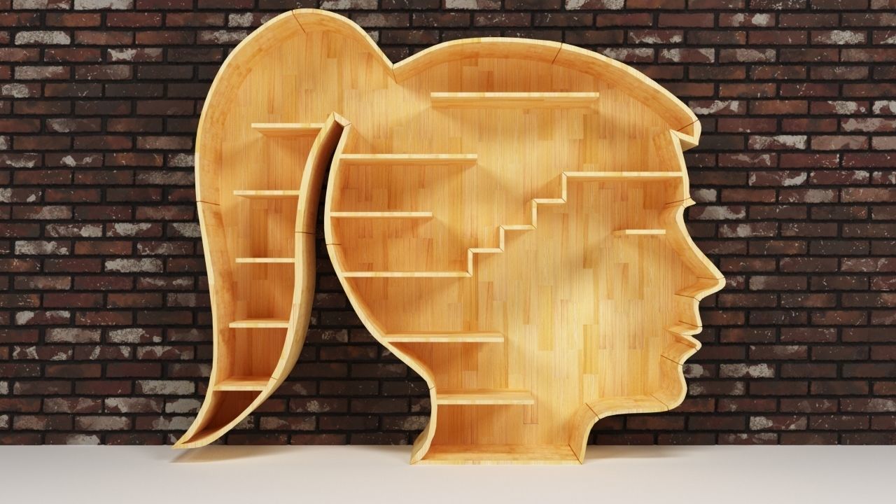 Girl head bookshelf 3D model CGTrader