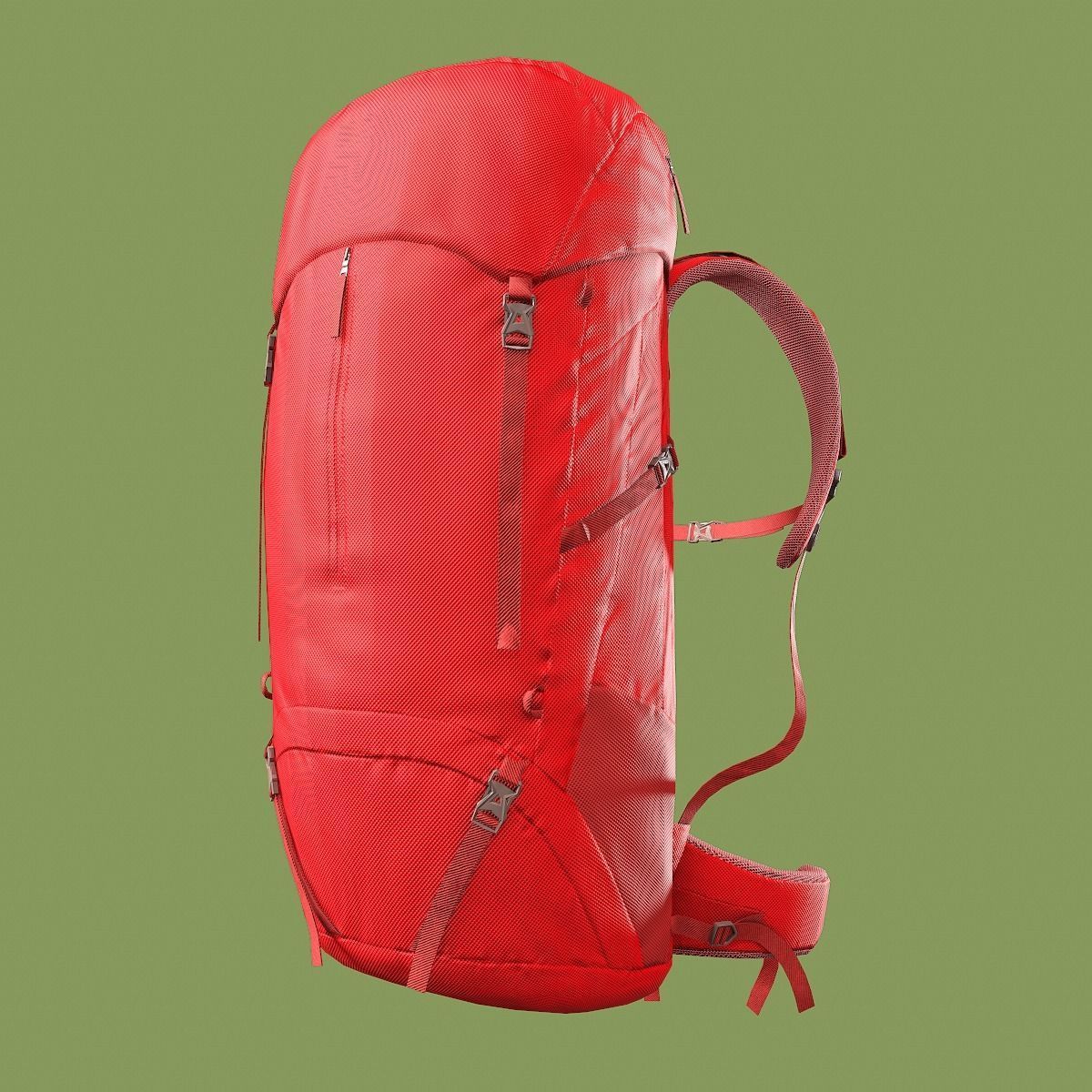 Red Hiking Backpack Low-poly 3D model