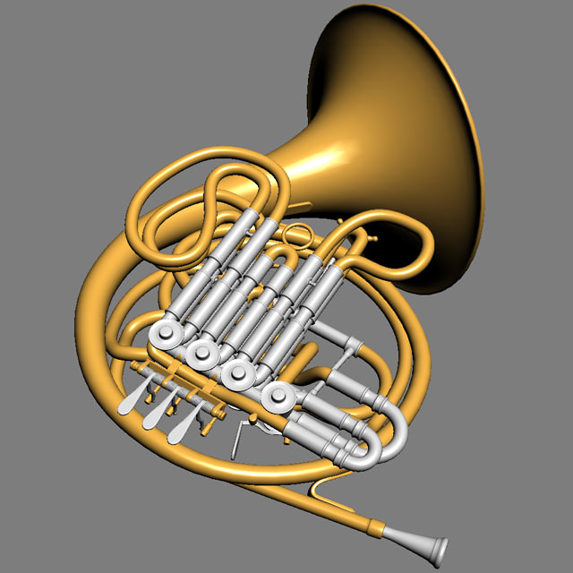 French Horn 3D Model MAX OBJ 3DS STL