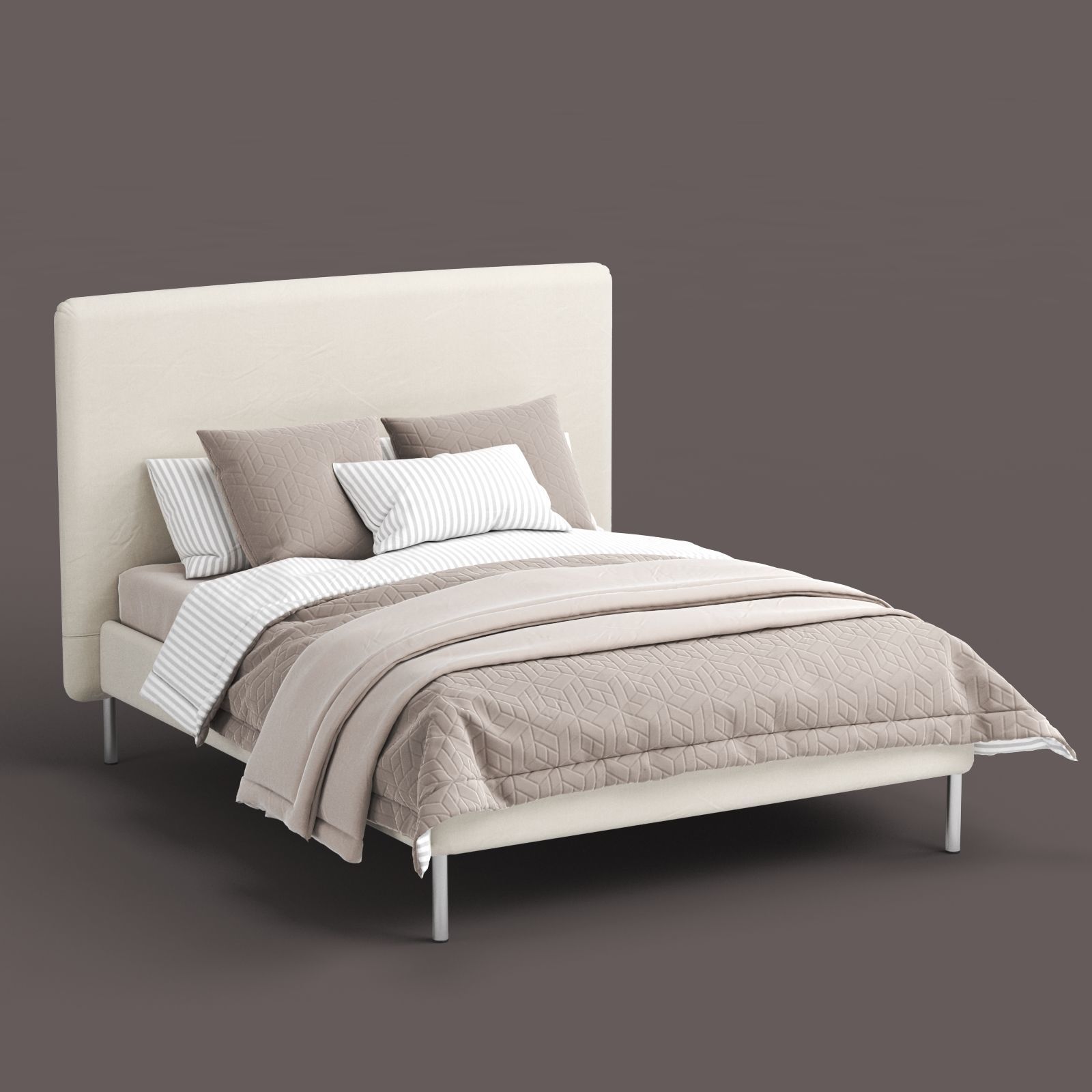 TOMREFJORD beige bed Luroy 3D model CGTrader