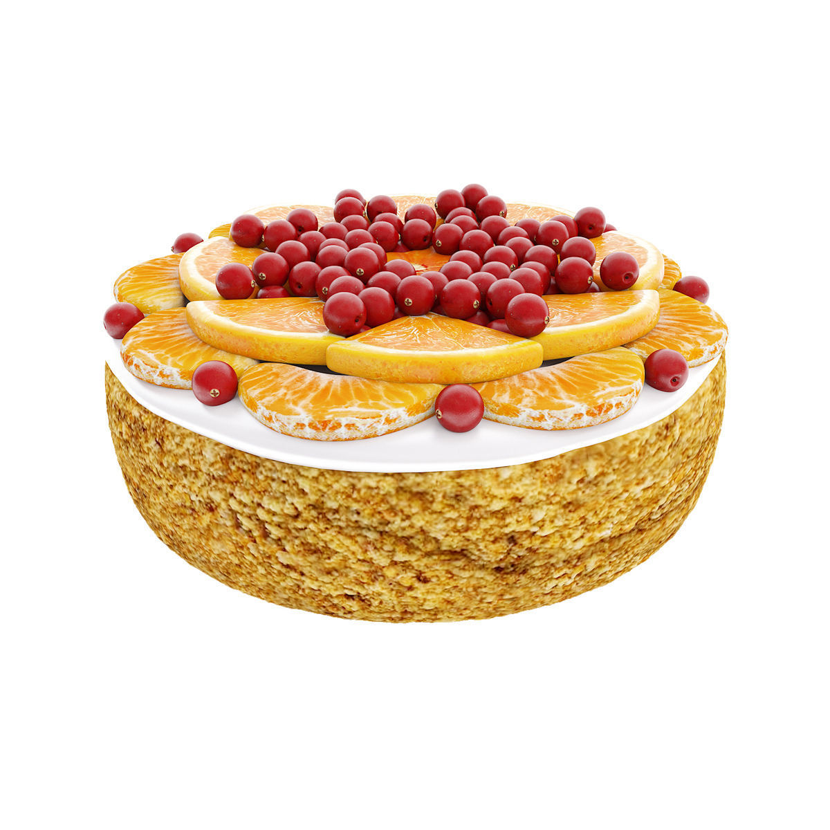 Cake with tangerines and cranberries