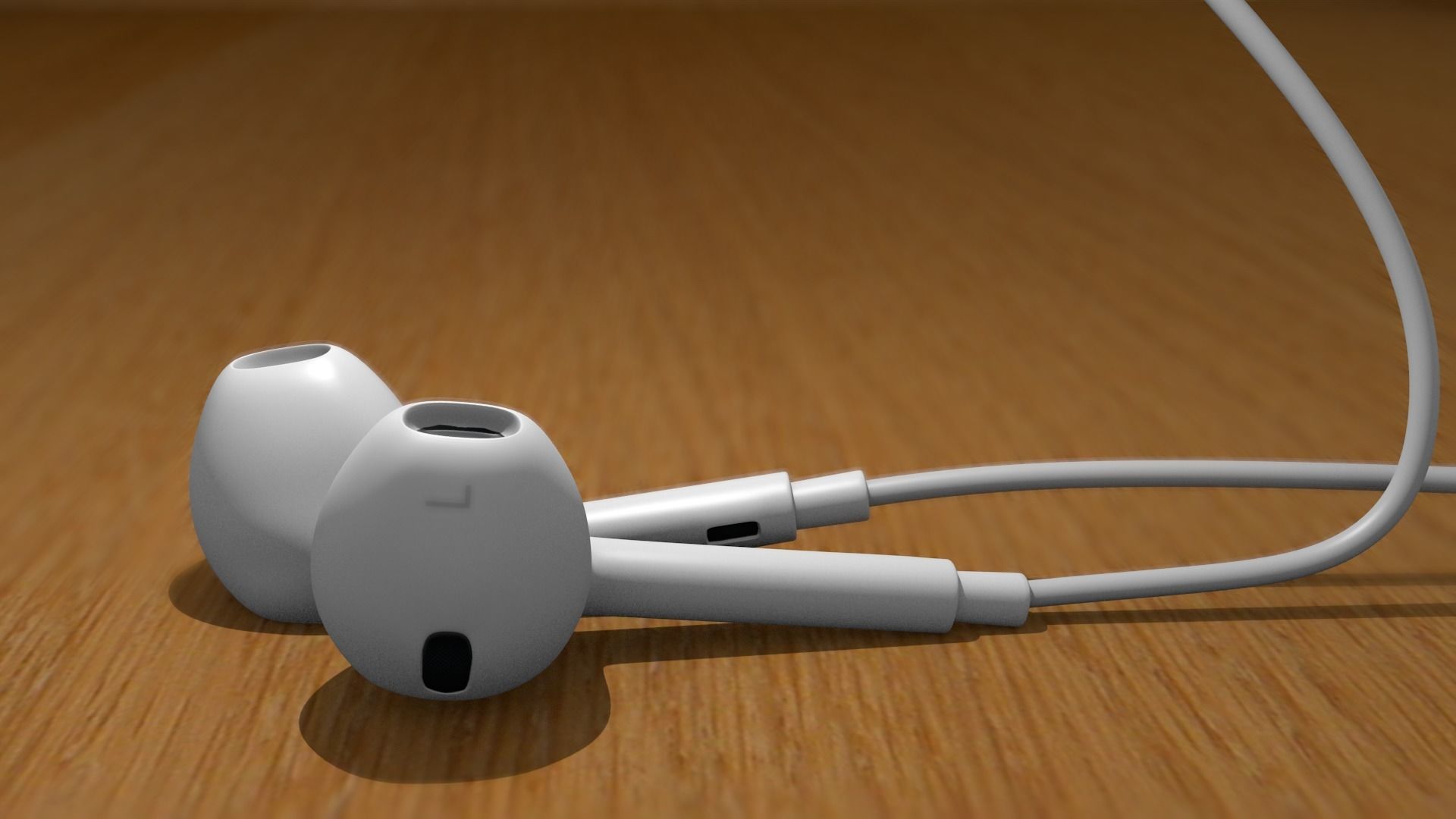 earphone pair of earphones on wooden table 3D model CGTrader