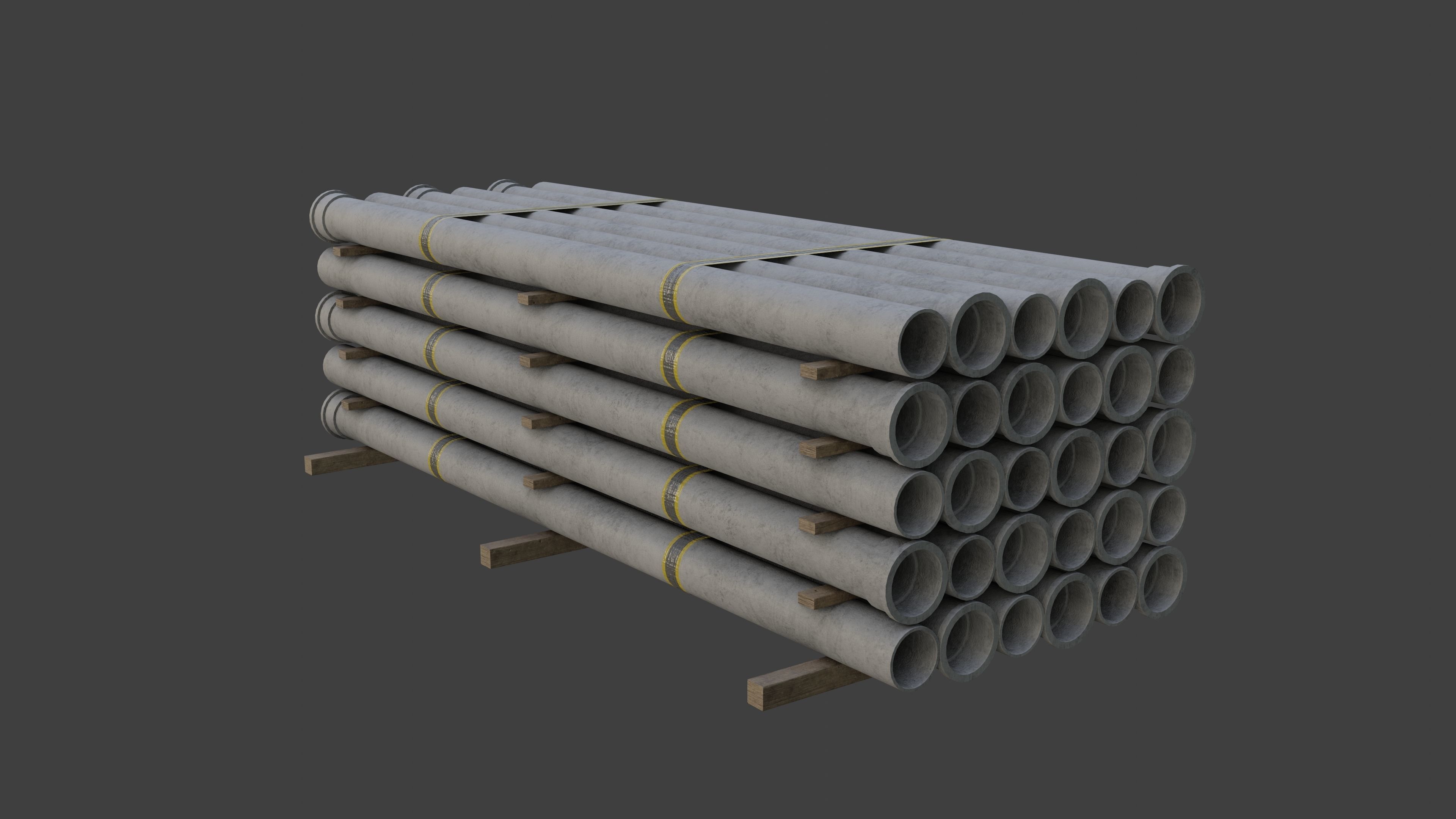 Construction Concrete Tubes 3D asset CGTrader