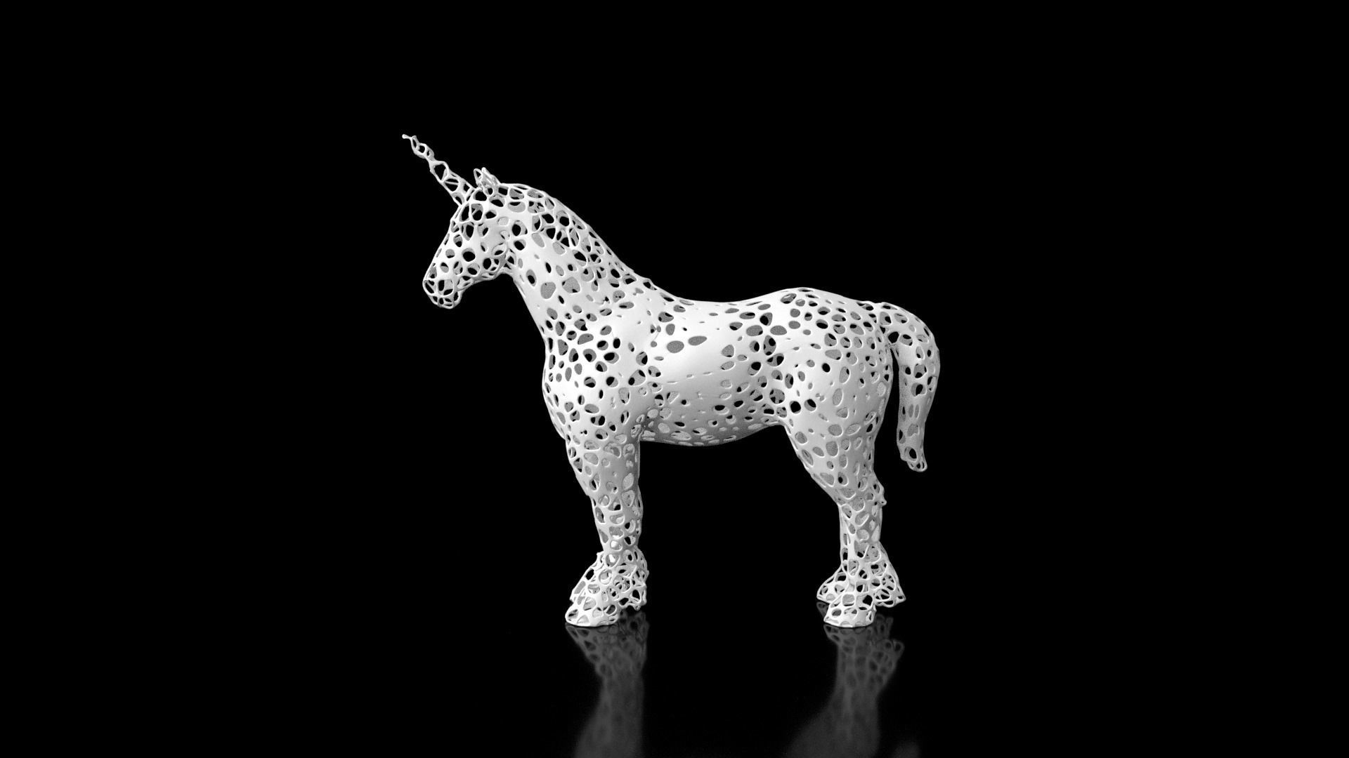 Unicorn Voronoi Low-poly 3D model