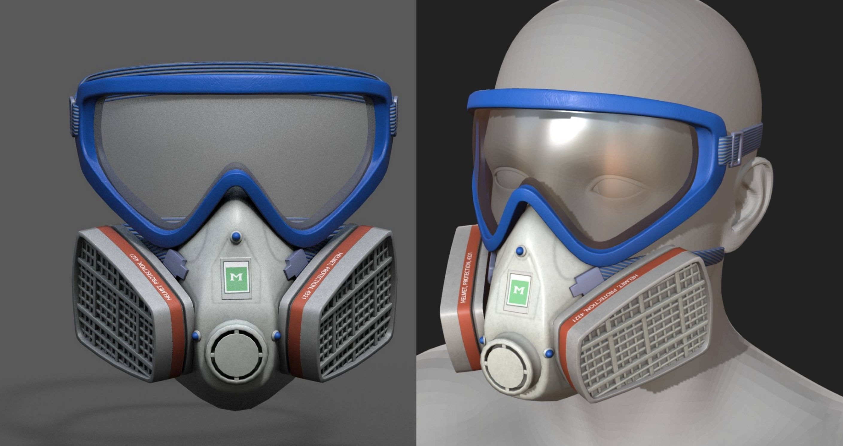 Gas mask helmet 3d safety isolated fantasy