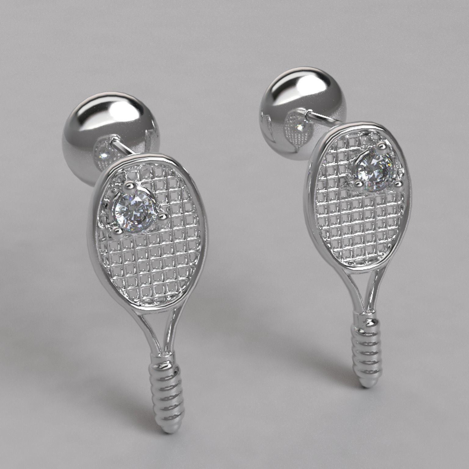 Arete raqueta de tenis Tennis racket earring 3D model | CGTrader