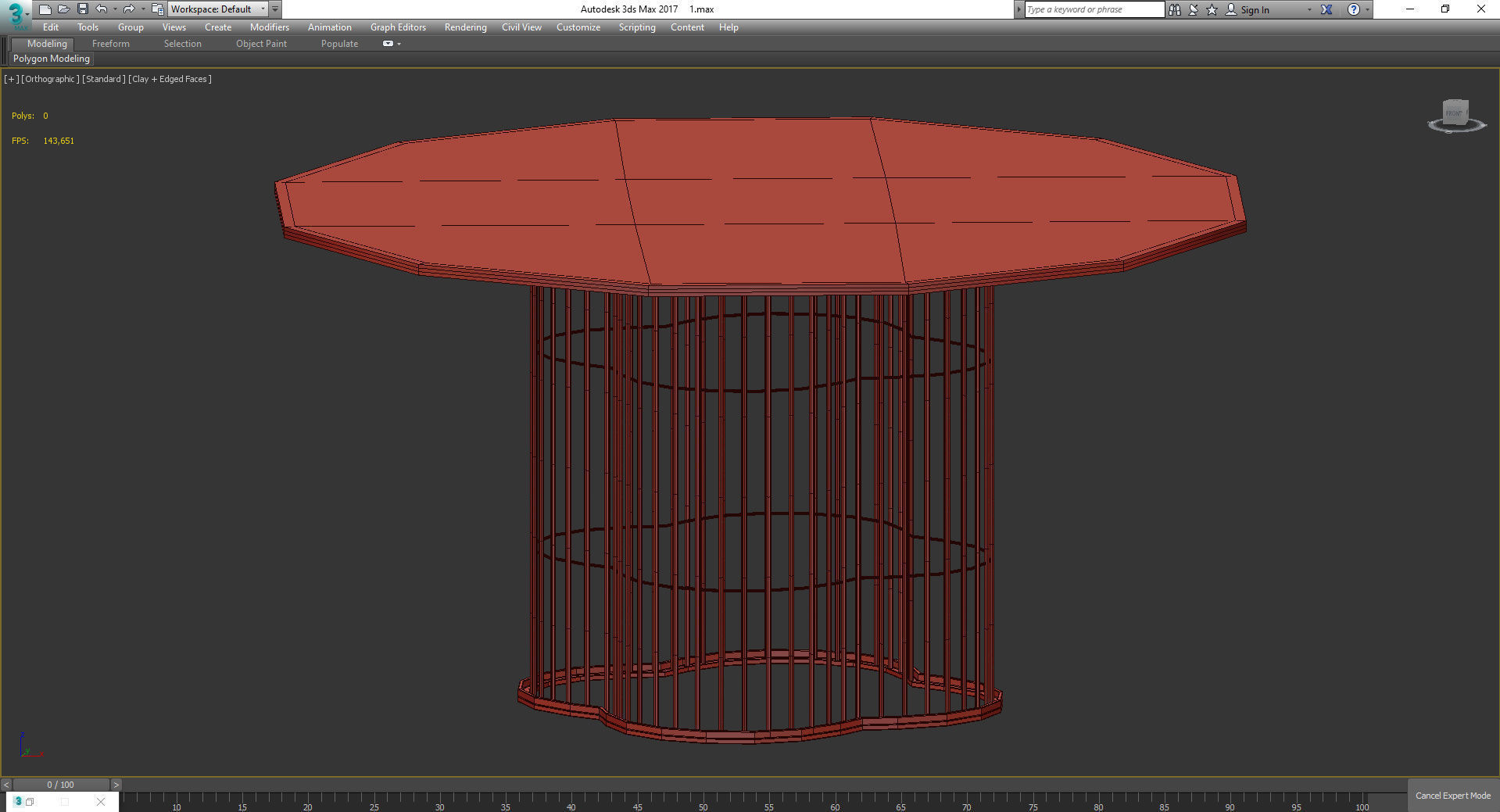 3D model Gold Geometric Base Round Glass Table 3d model VR / AR / low