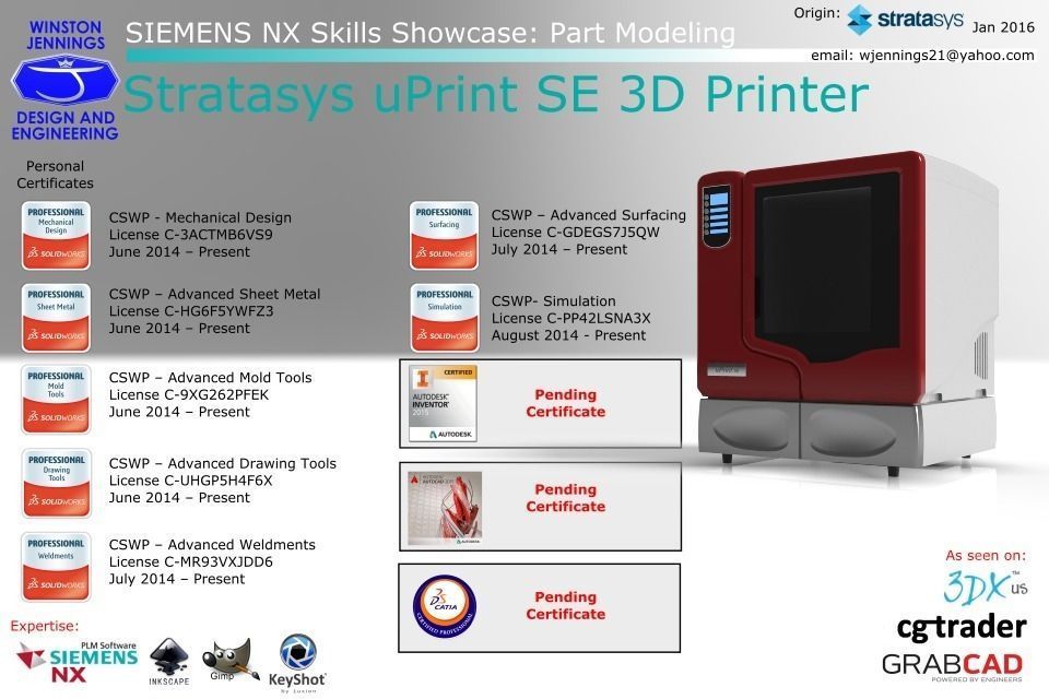 SIEMENS NX Skills Showcase Stratasys uPrint SE 3D Printer free 3D