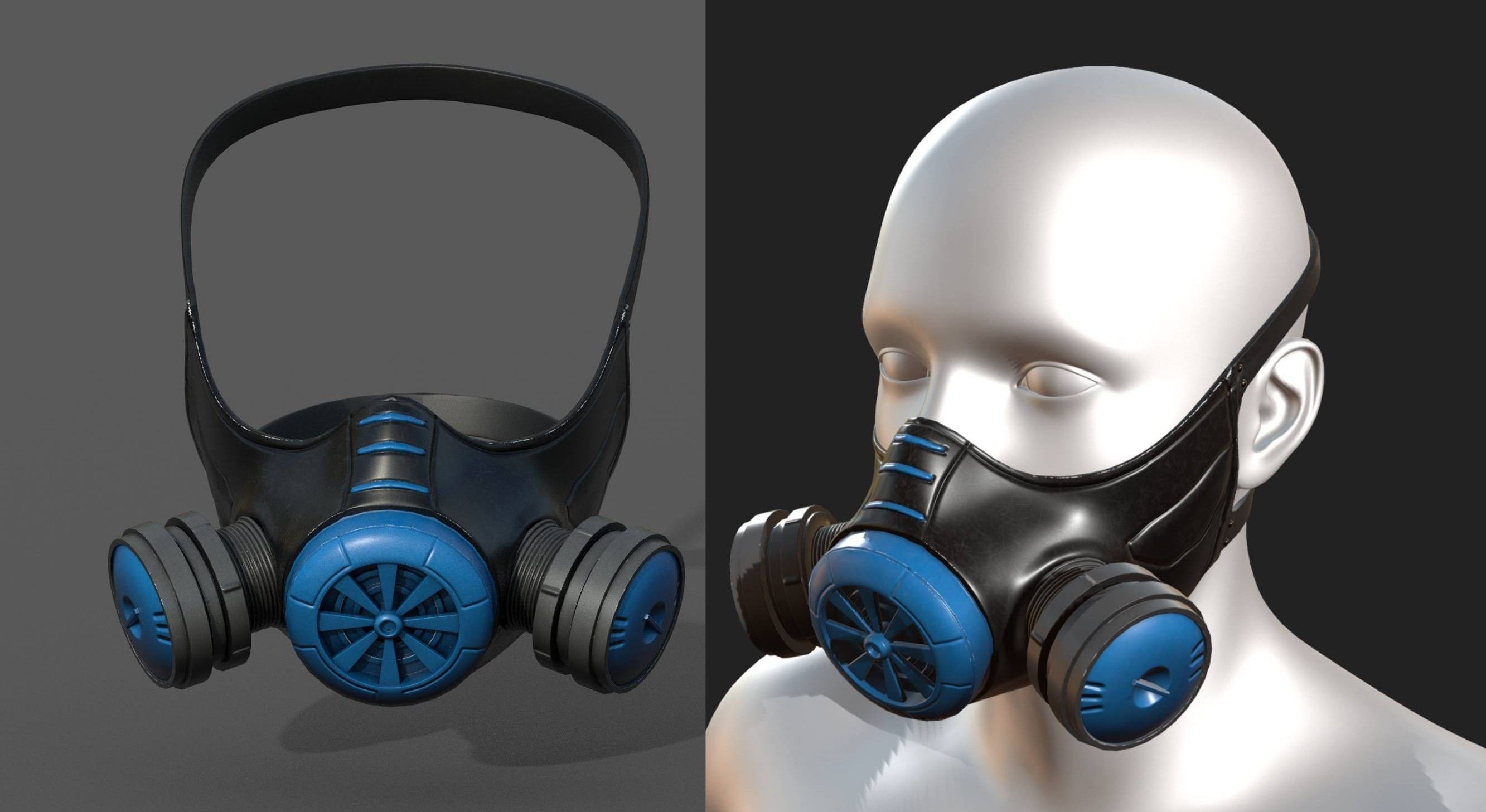 Gas mask helmet 3d model military combat fantasy