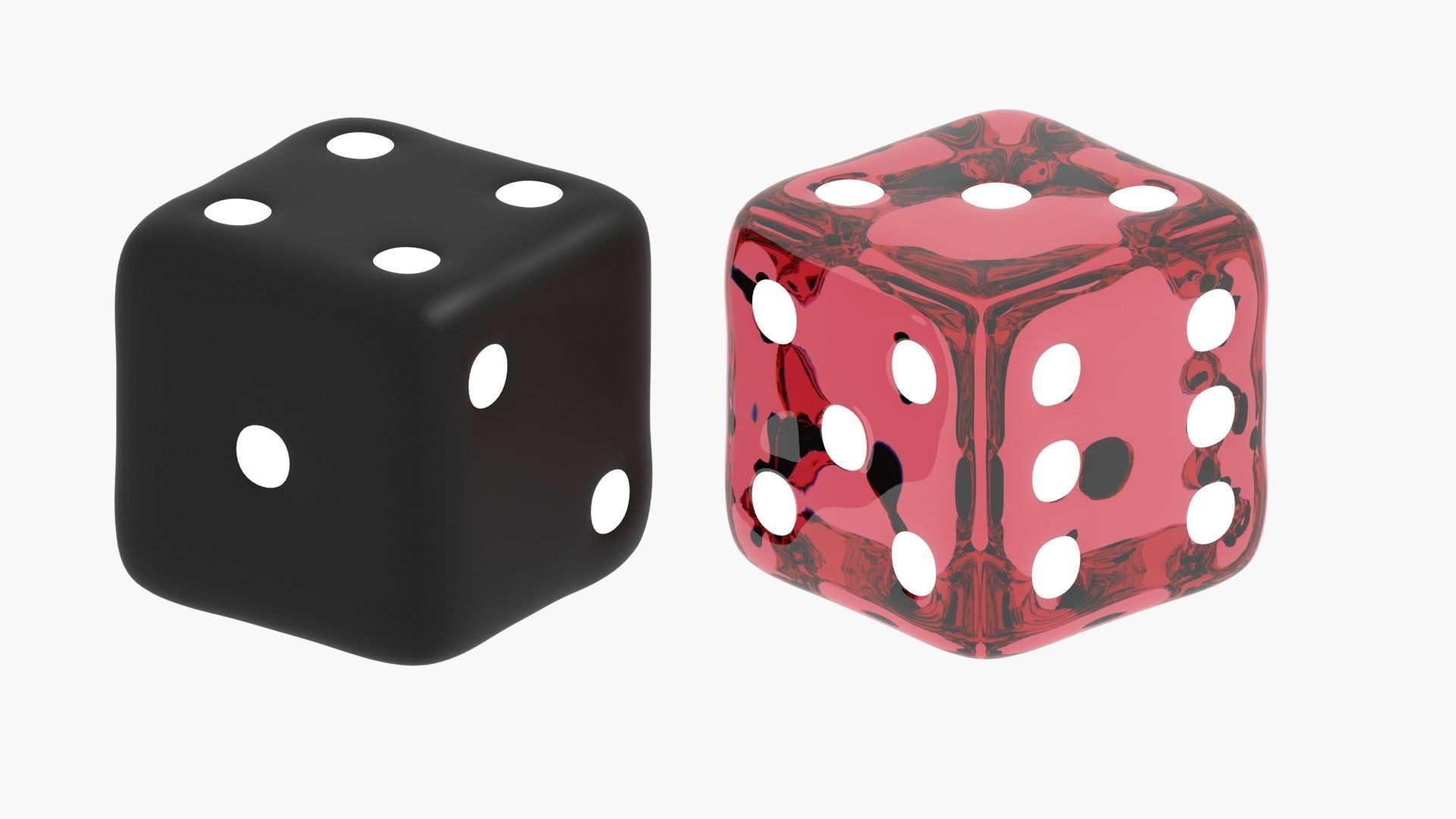 crystal and frosted dice Low-poly 3D model