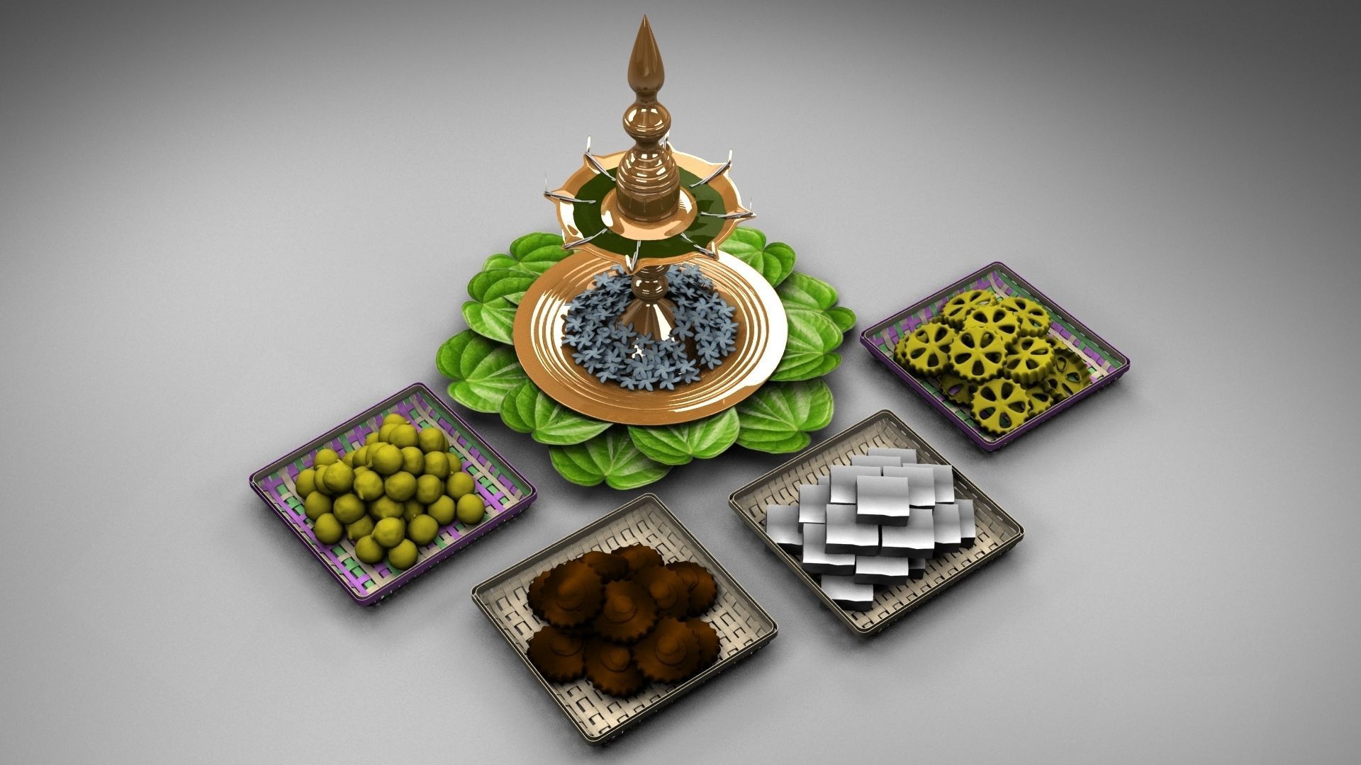 Sinhala and Tamil new year food table 3D model | CGTrader