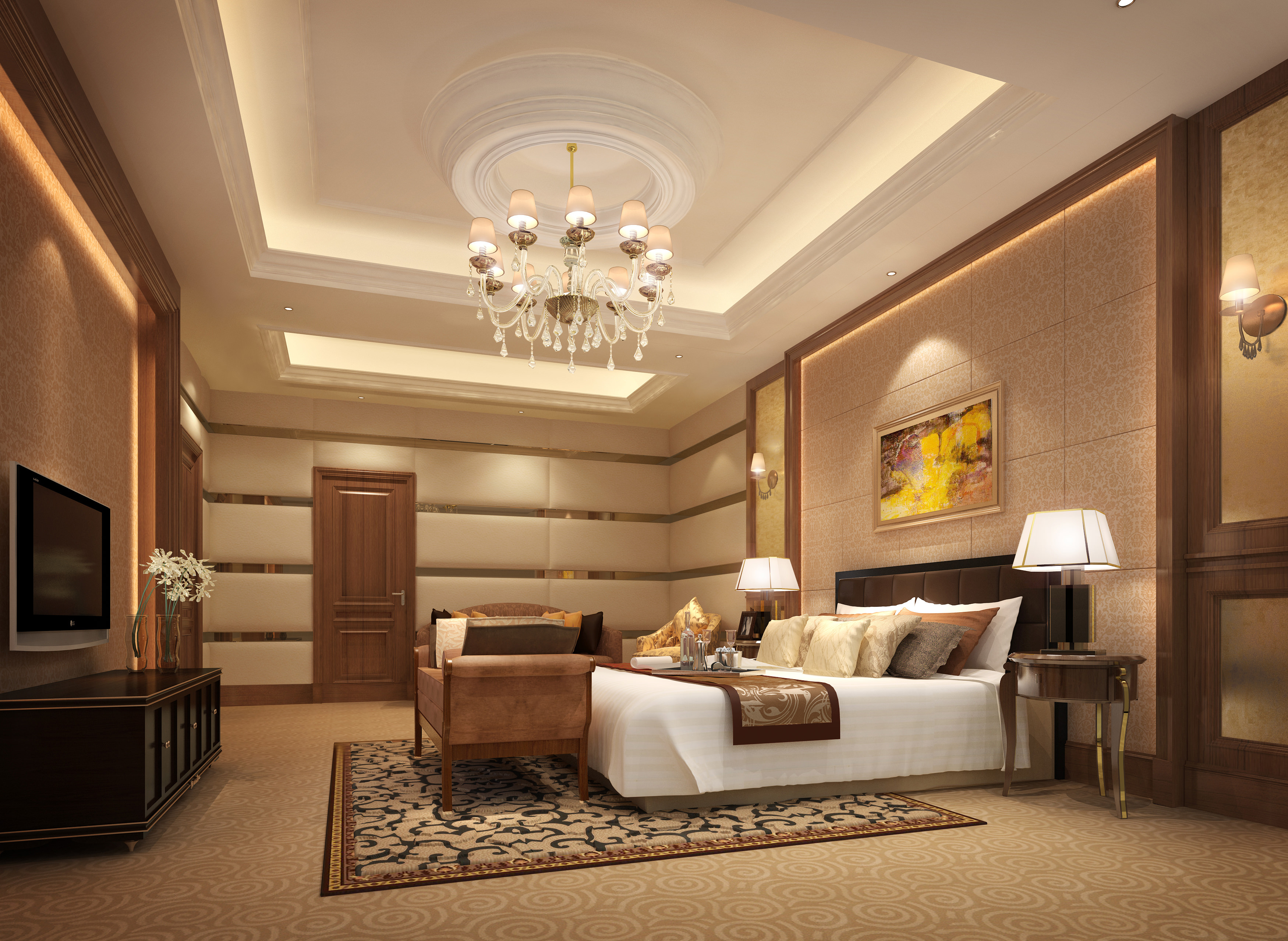 Luxurious Hotel Bed Room 3D Model MAX | CGTrader