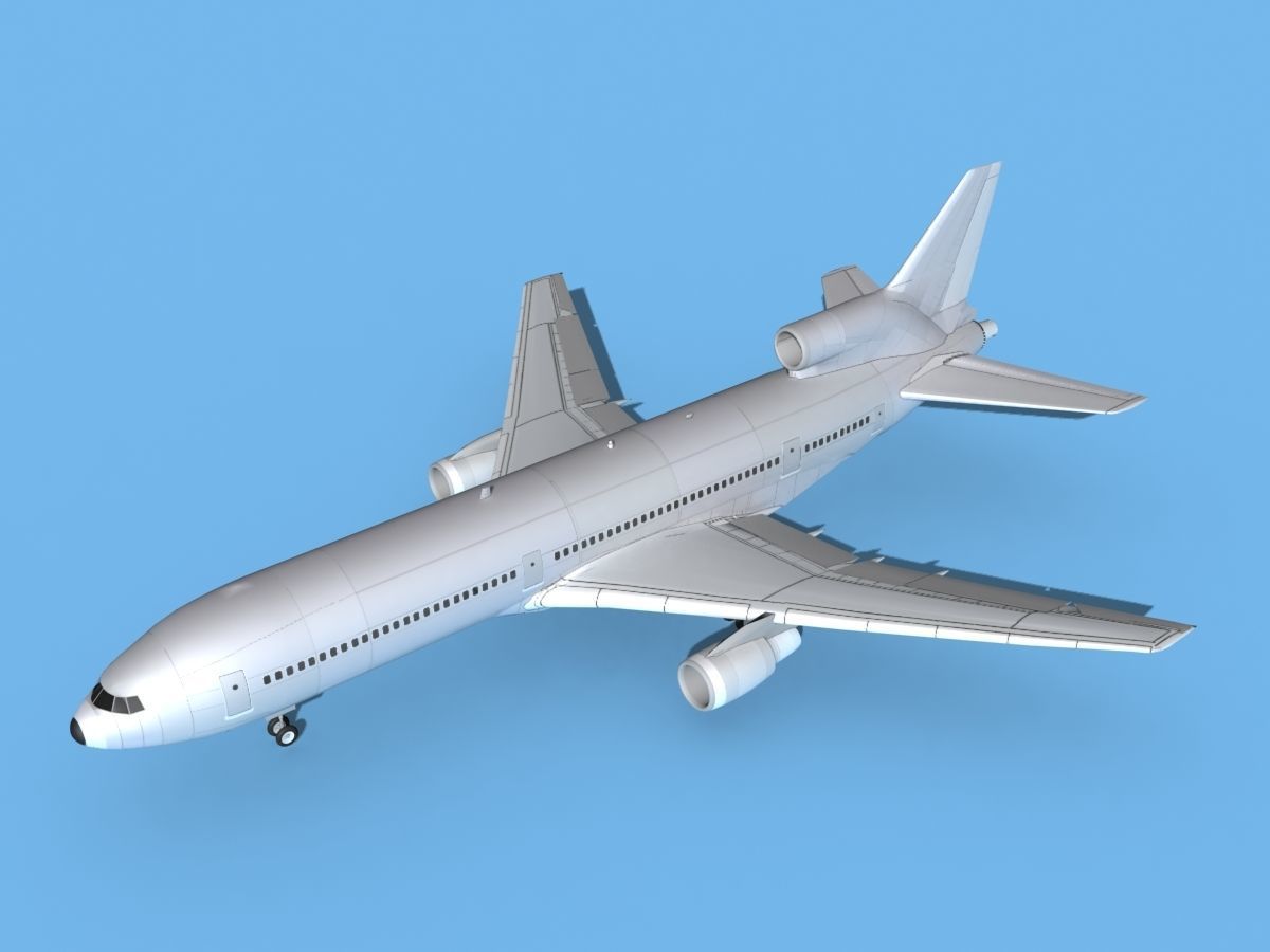 Lockheed L-1011 TriStar Bare Metal 3D model rigged | CGTrader