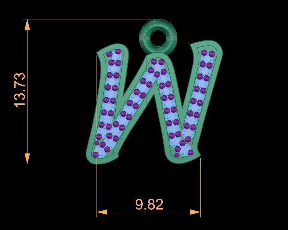 Alphabets Big W Letter Pendant 3D model 3D printable CGTrader