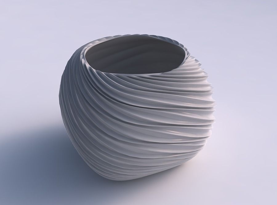 Bowl semi-quadratic with wavy extruded lines 3D print model