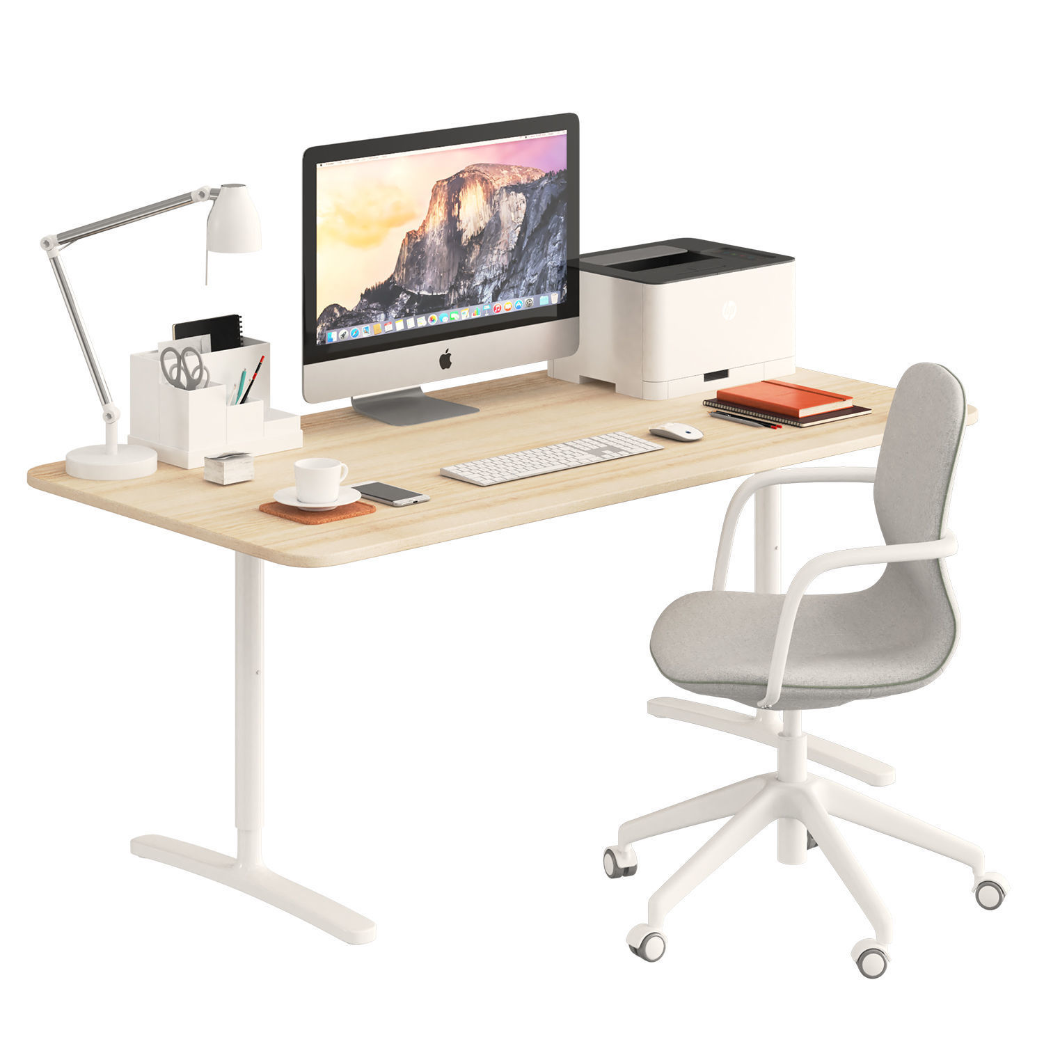 3D model Ikea BEKANT desk and LNGFJLL Chair | CGTrader