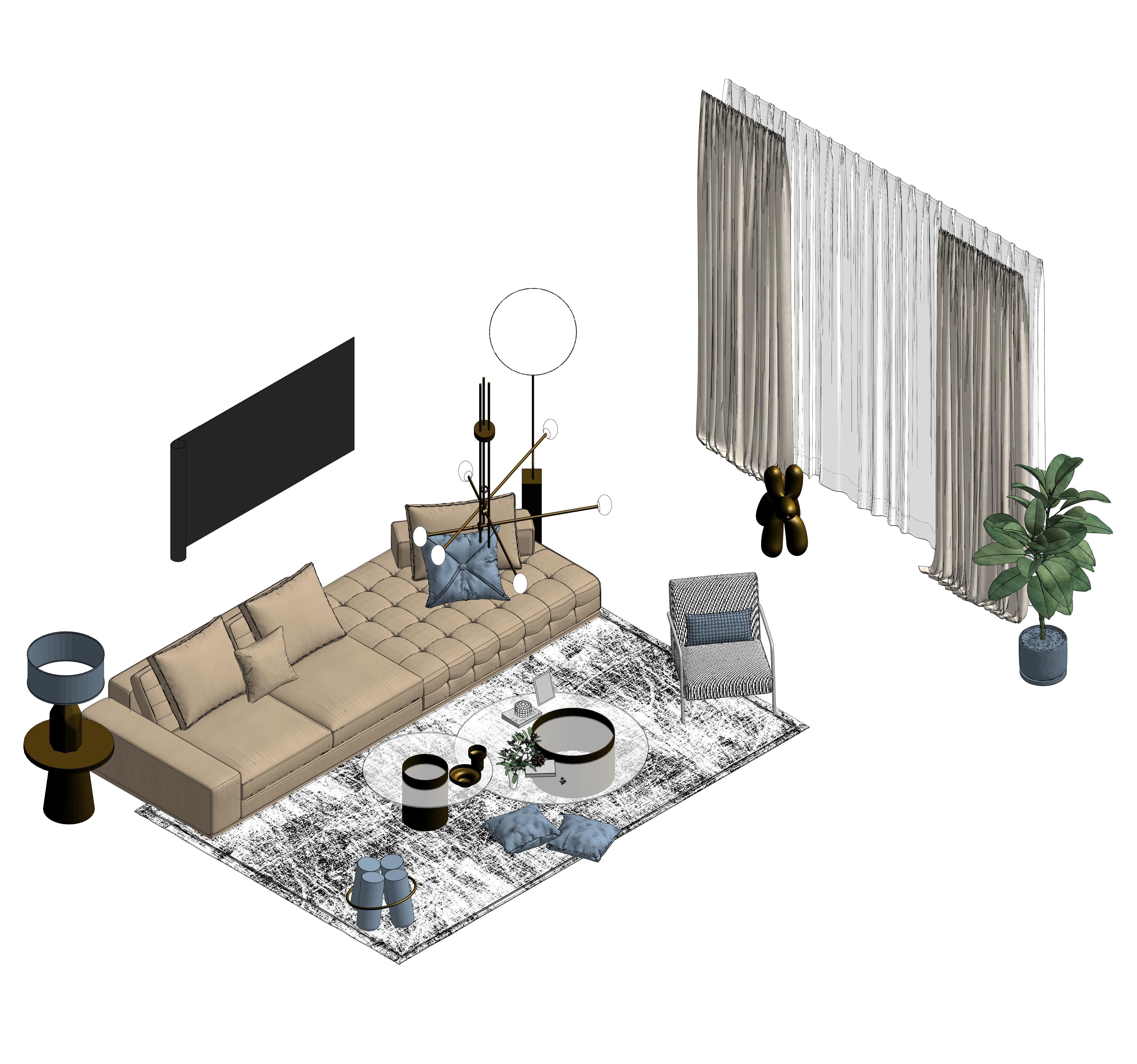 Revit Livingroom 3D model CGTrader