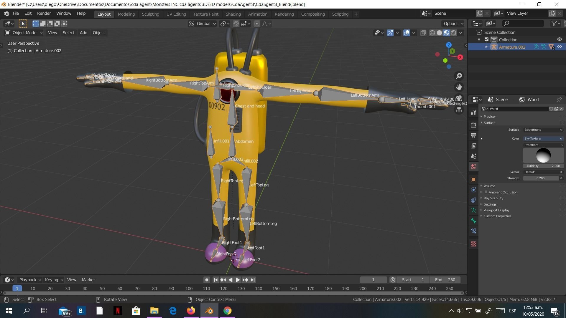 3D model Low-Poly Monsters Inc CDA agents 3D models rigged HAZMAT SUIT ...