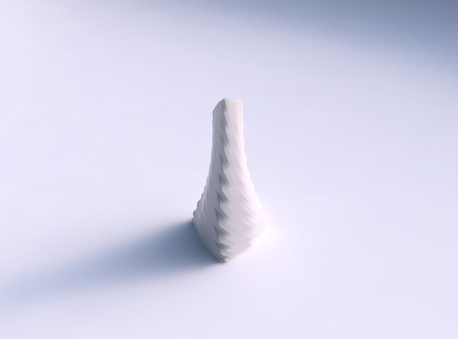 Vase grounded tilted triangle with secions and twisted lines 3D print model