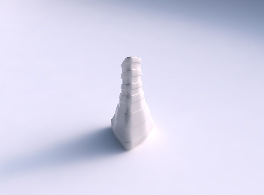 Vase grounded tilted triangle with smooth horizontal ribbons 3D print model