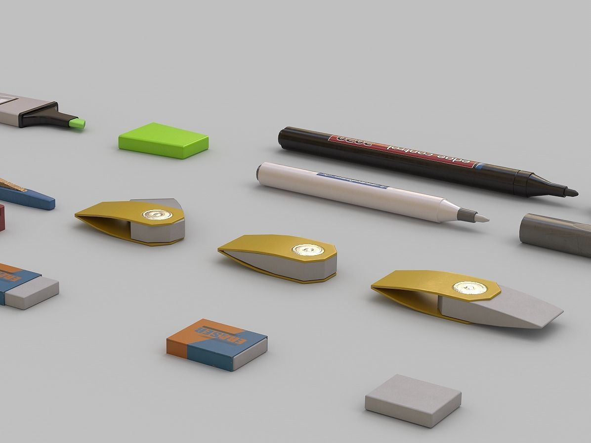 3D model Stationery Set 01 VR / AR / lowpoly CGTrader