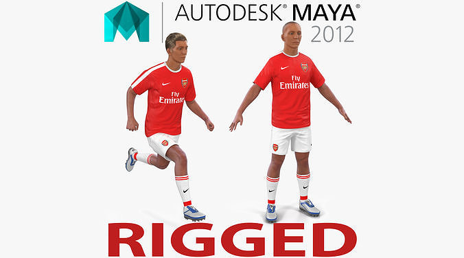 Soccer Player Arsenal Rigged 2 for Maya 3D model