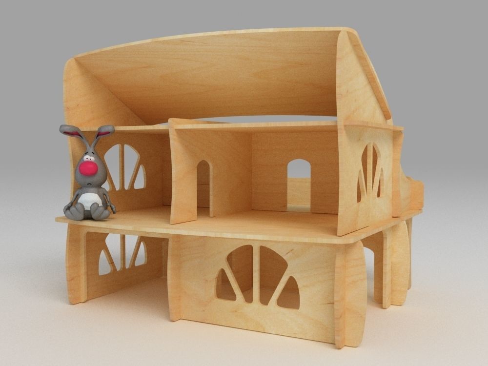Plywood dollhouse 3D model CGTrader