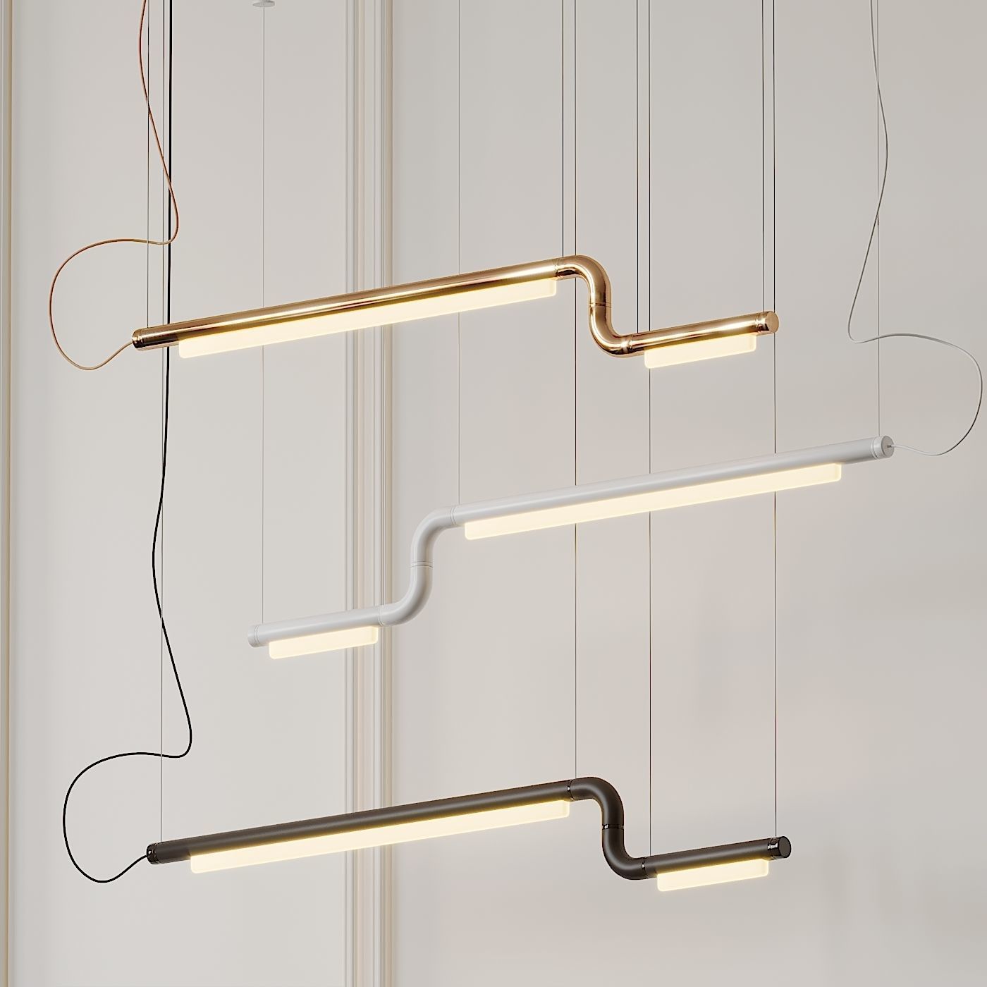 Pipeline CM2 LED Linear Suspension Light By Caine 3D model