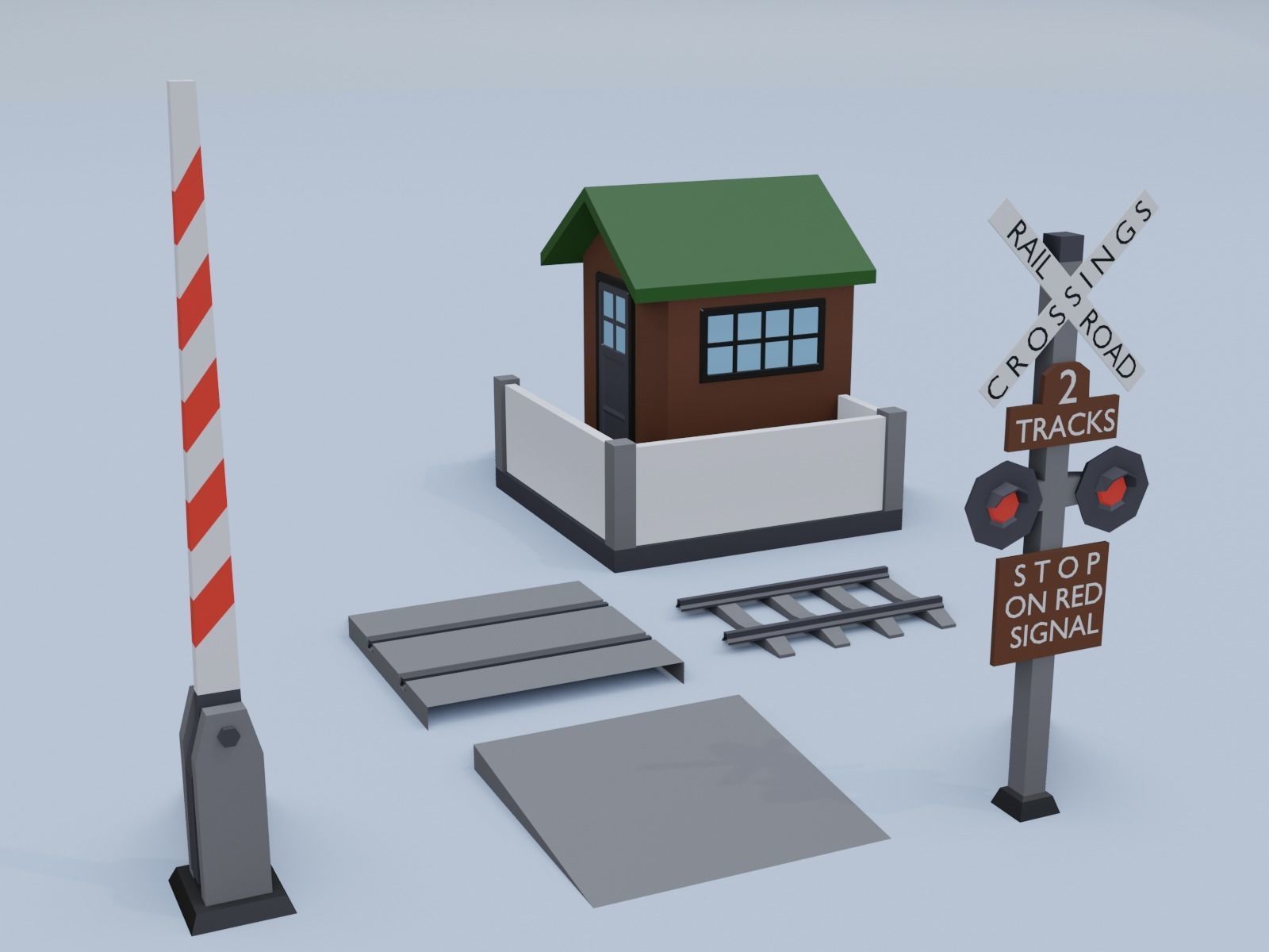 Railroad Crossing 3D asset CGTrader
