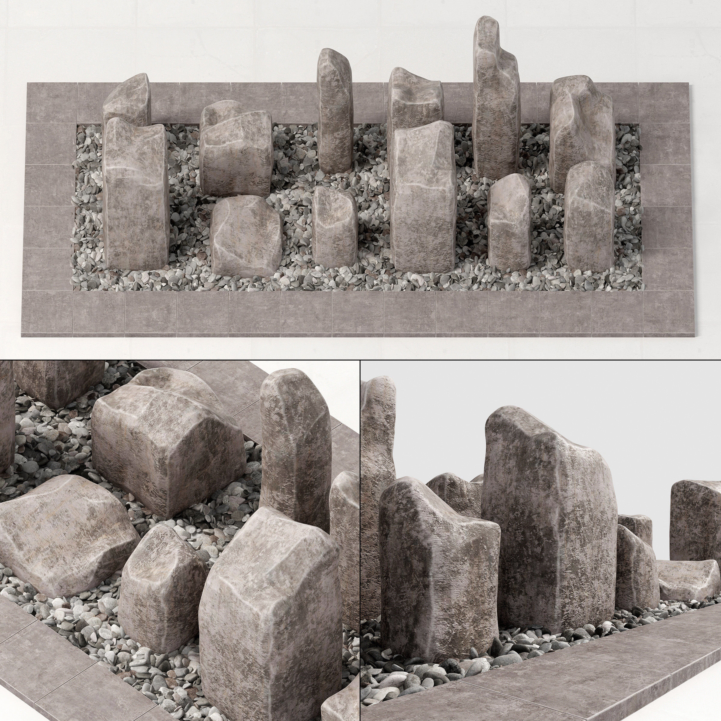 Square stone block pebble fundament n1