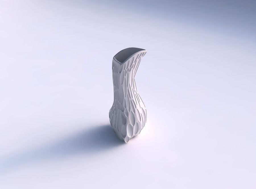 Vase puffy bent triangle with bubbles 3D print model