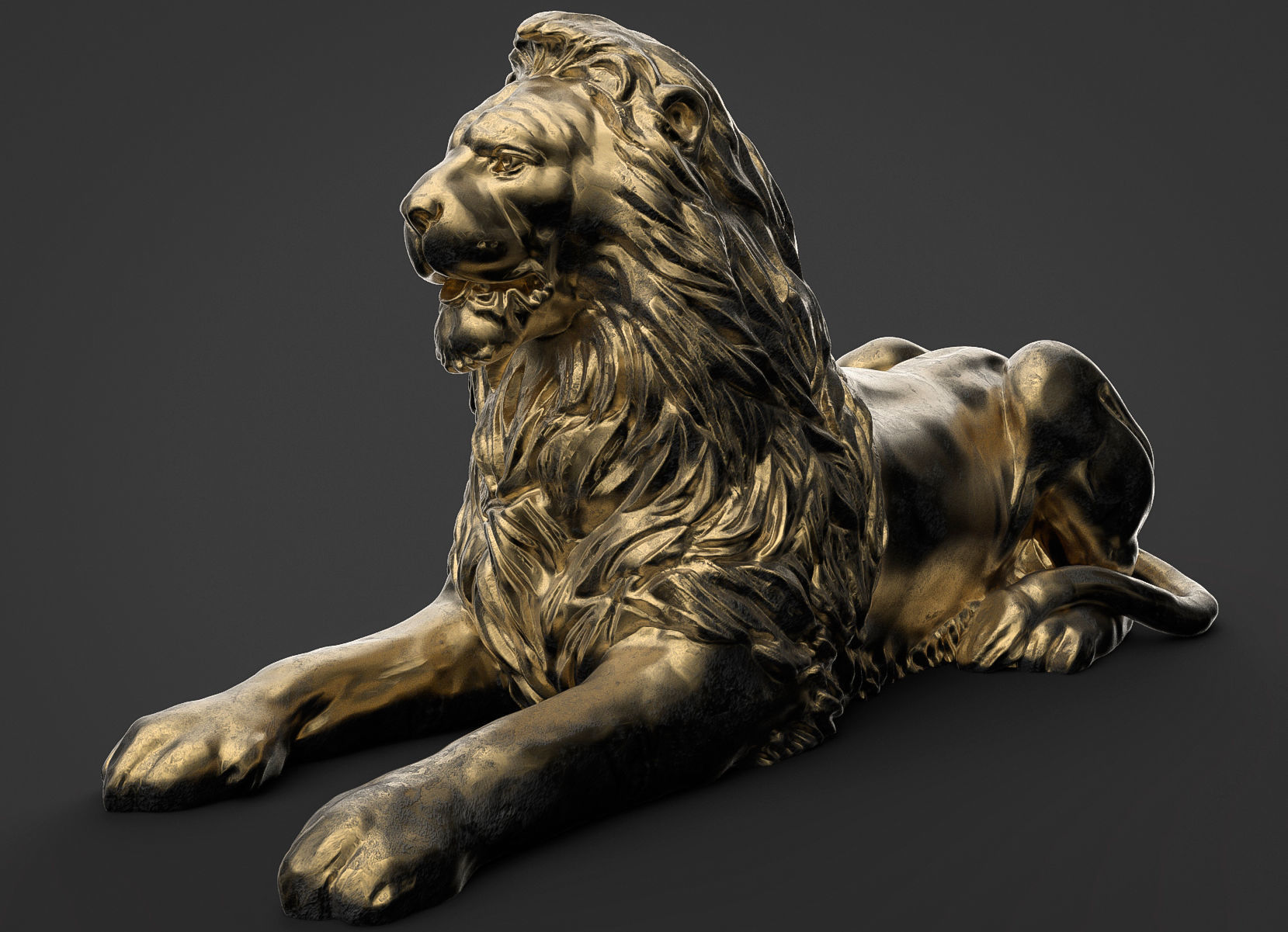 Stone Lion Sculpture 3d model