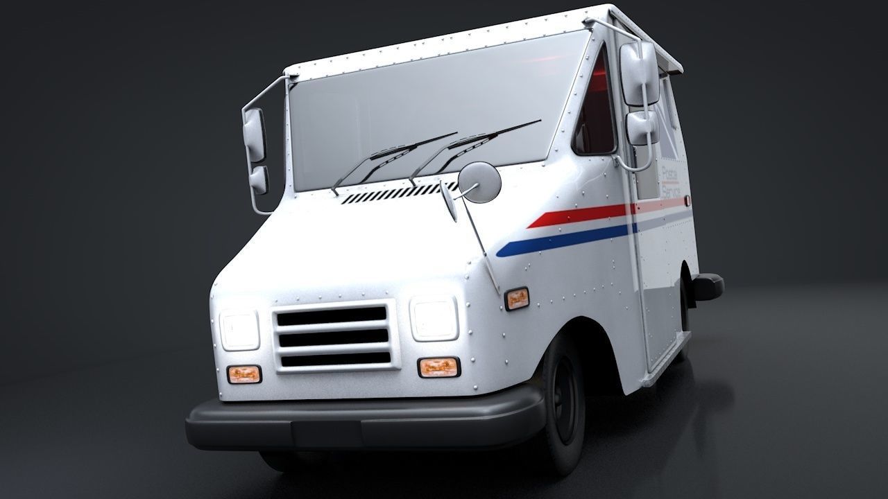 Mail Truck C4D Rigged 3D asset CGTrader