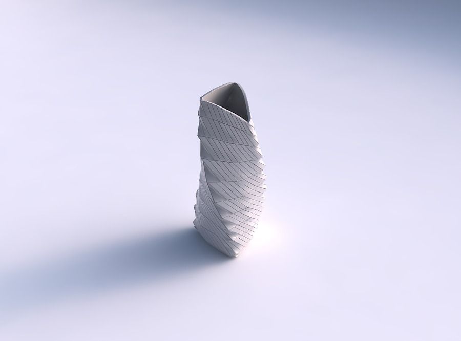 Vase twist curved tipping triangle with twisted grid plates 3D print model