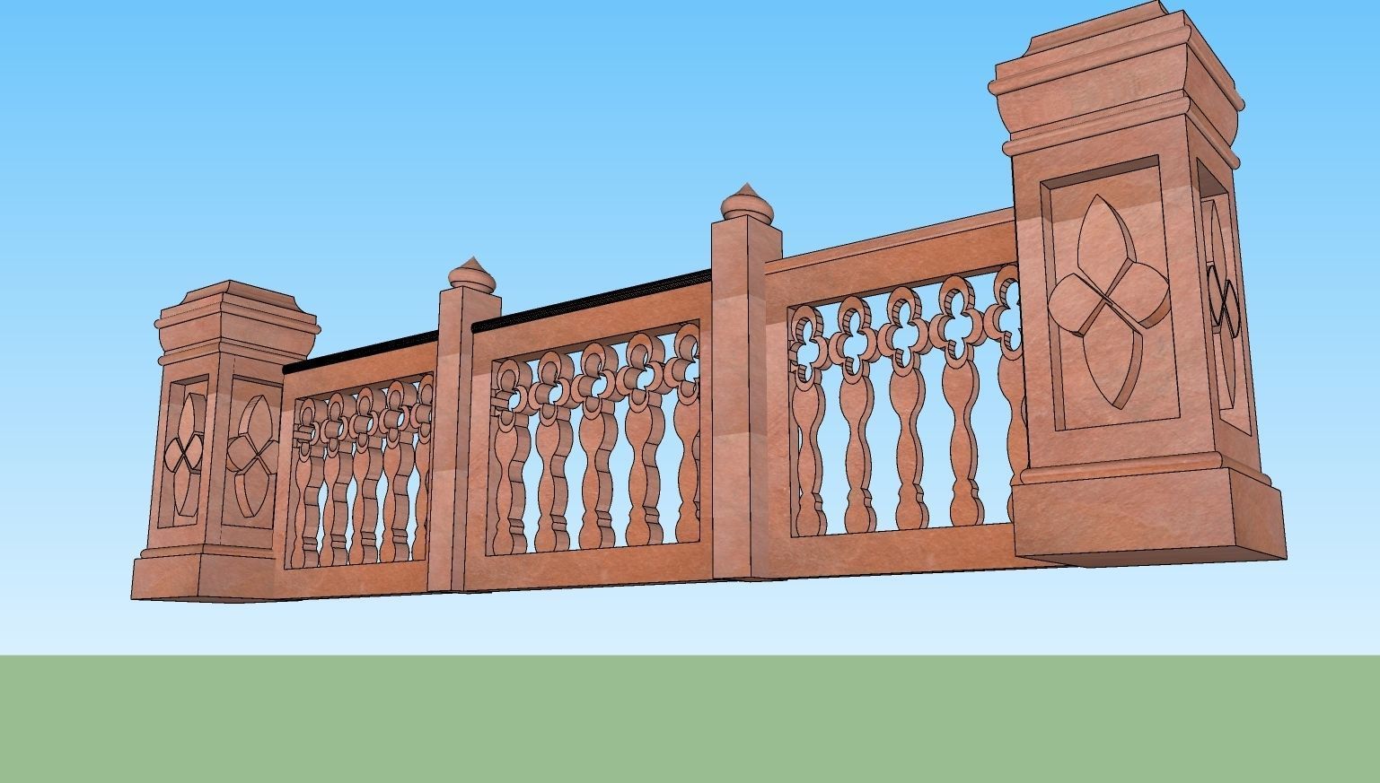 3D model indian jodhpuri stone railing with balester 3d modal VR / AR ...