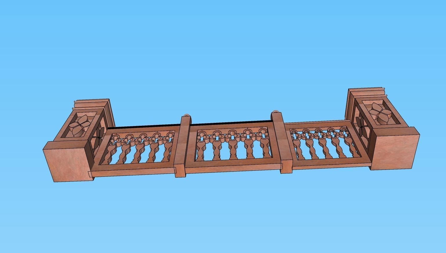 3D model indian jodhpuri stone railing with balester 3d modal VR / AR ...