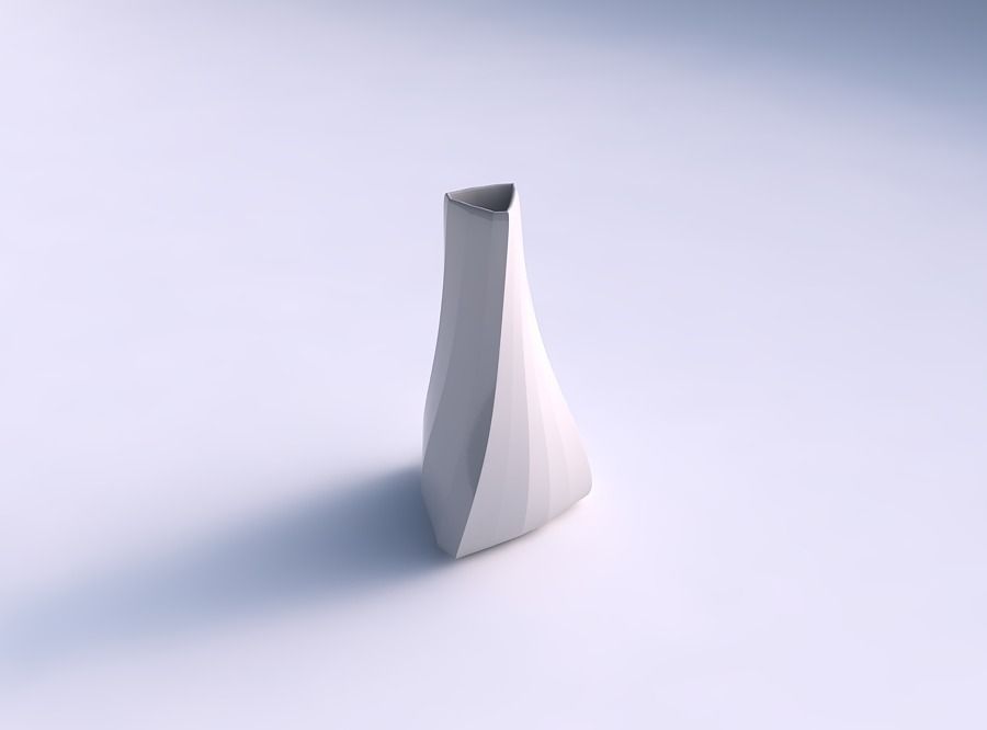Vase twist tilted triangle with bands 3D print model