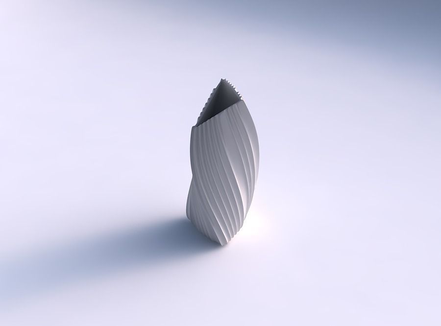 Vase twist tipped triangle with extruded vertical lines 3D print model