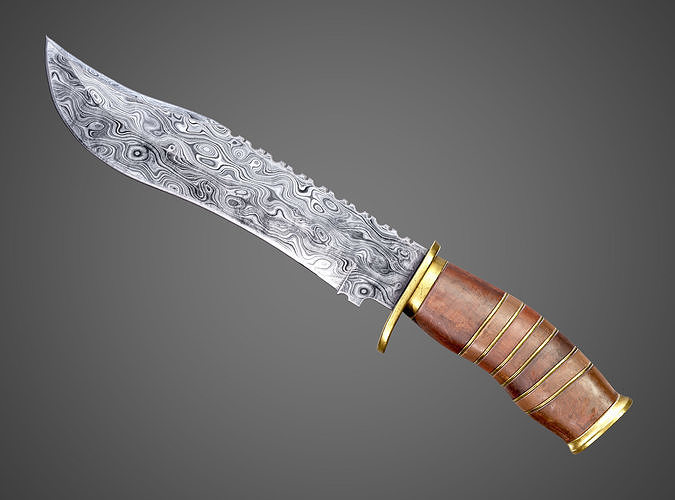 Damascus Steel Knife AAA PBR Game Ready Melee Asset