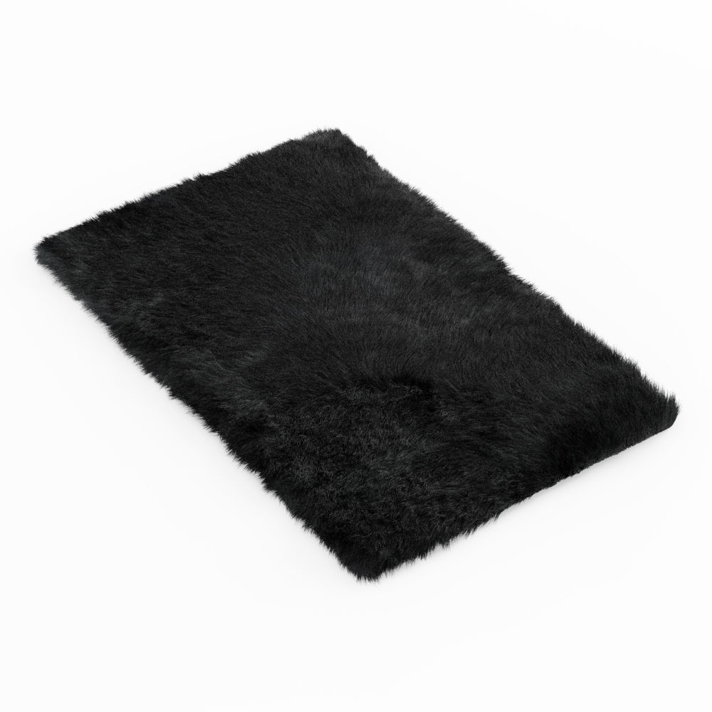 Shaggy Sheepskin Black Rug 3D model CGTrader