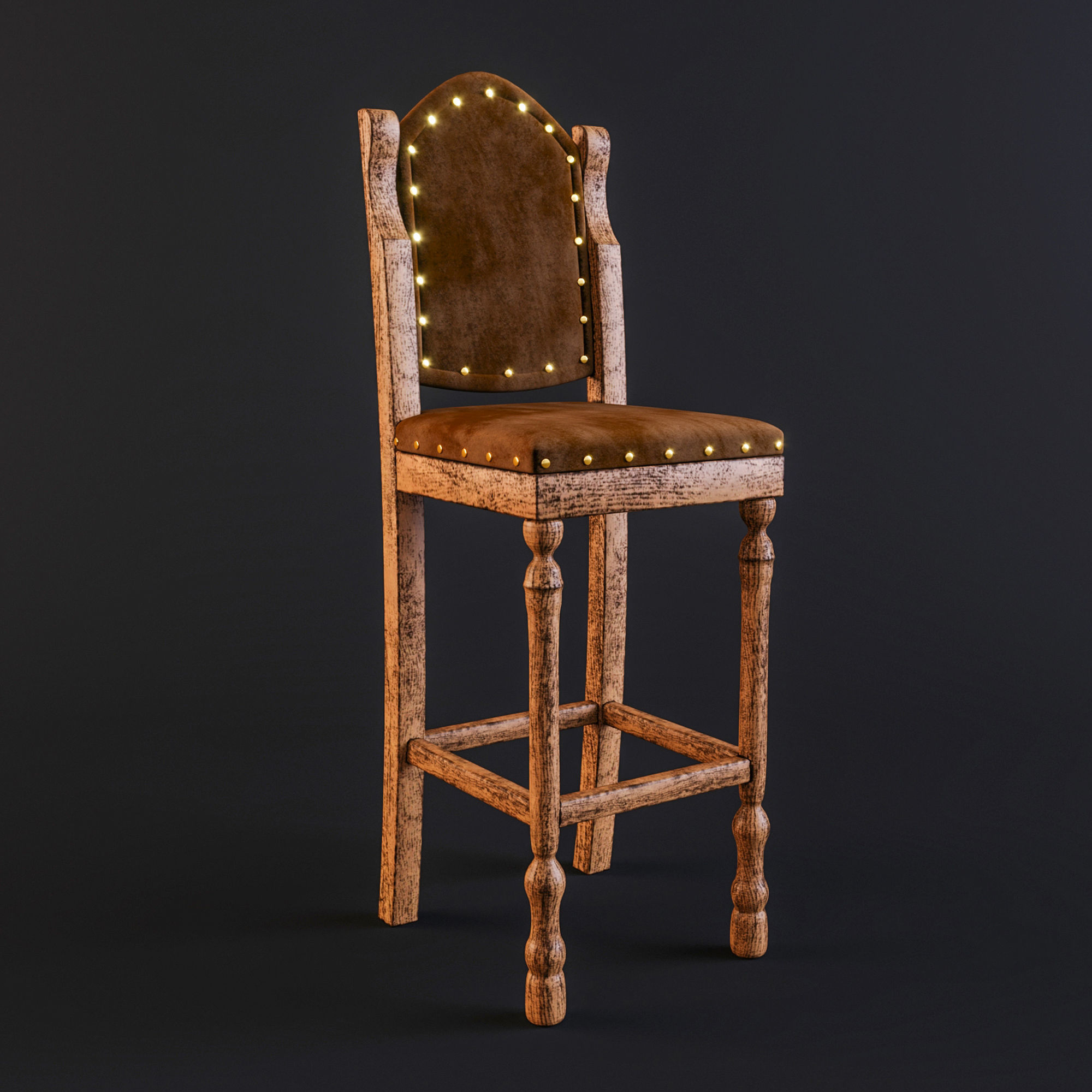 A wooden rustic barchair in a medieval knightly style 3D model CGTrader