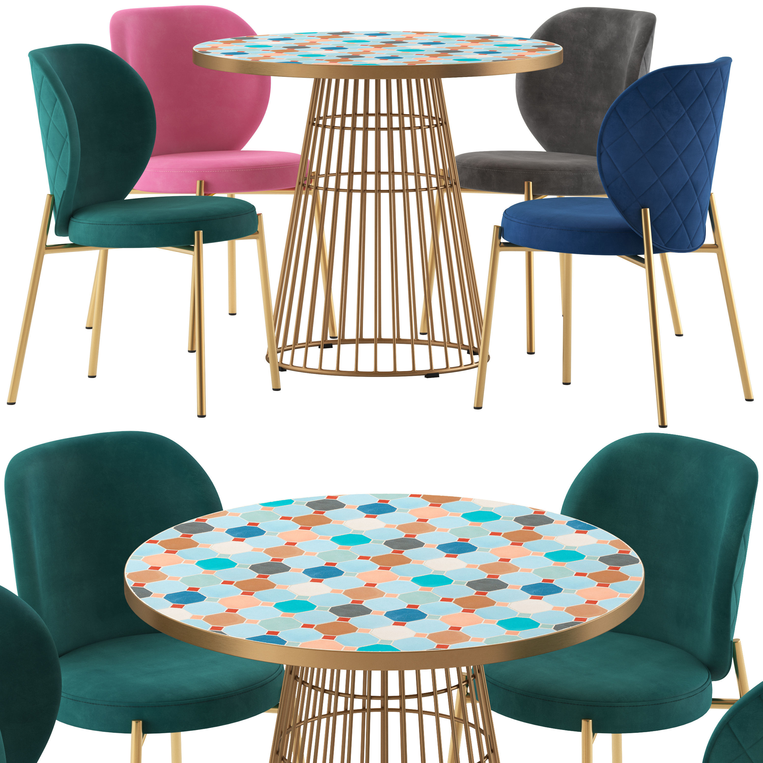 3D Cult Furniture Elisa Chair and Linea Furniture Gold 1