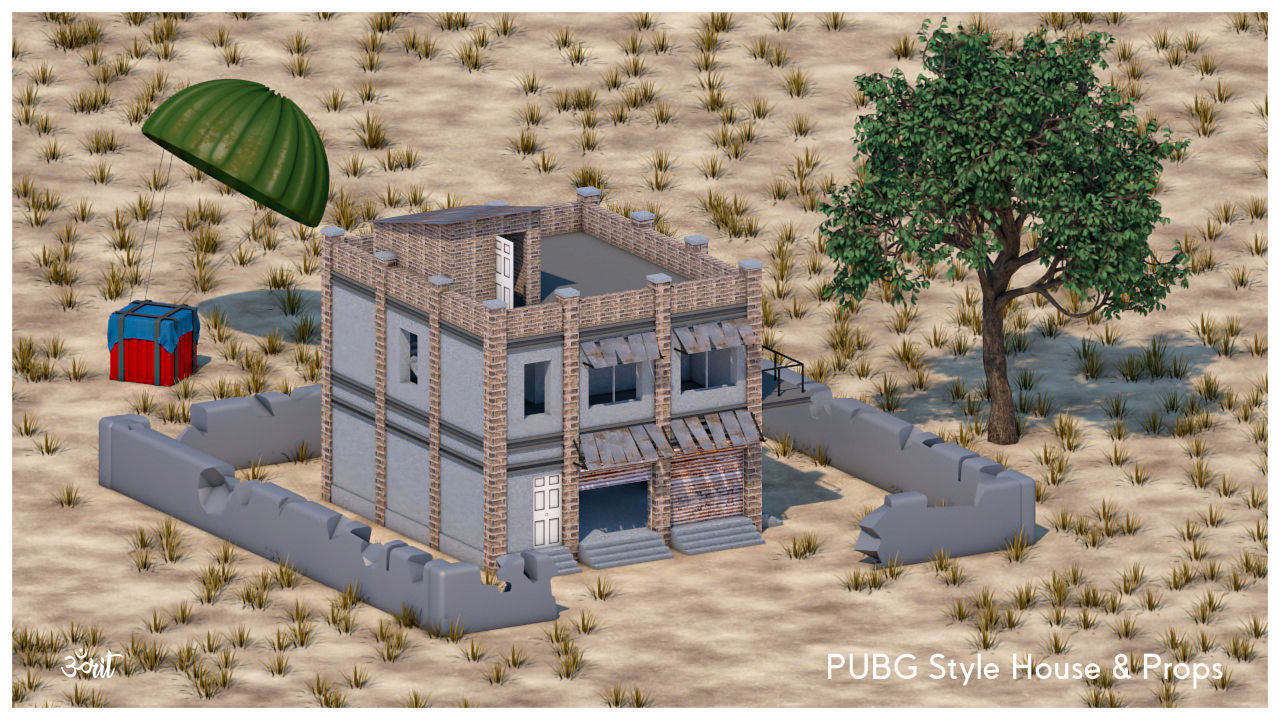 PUBG Style House and props 3D model CGTrader