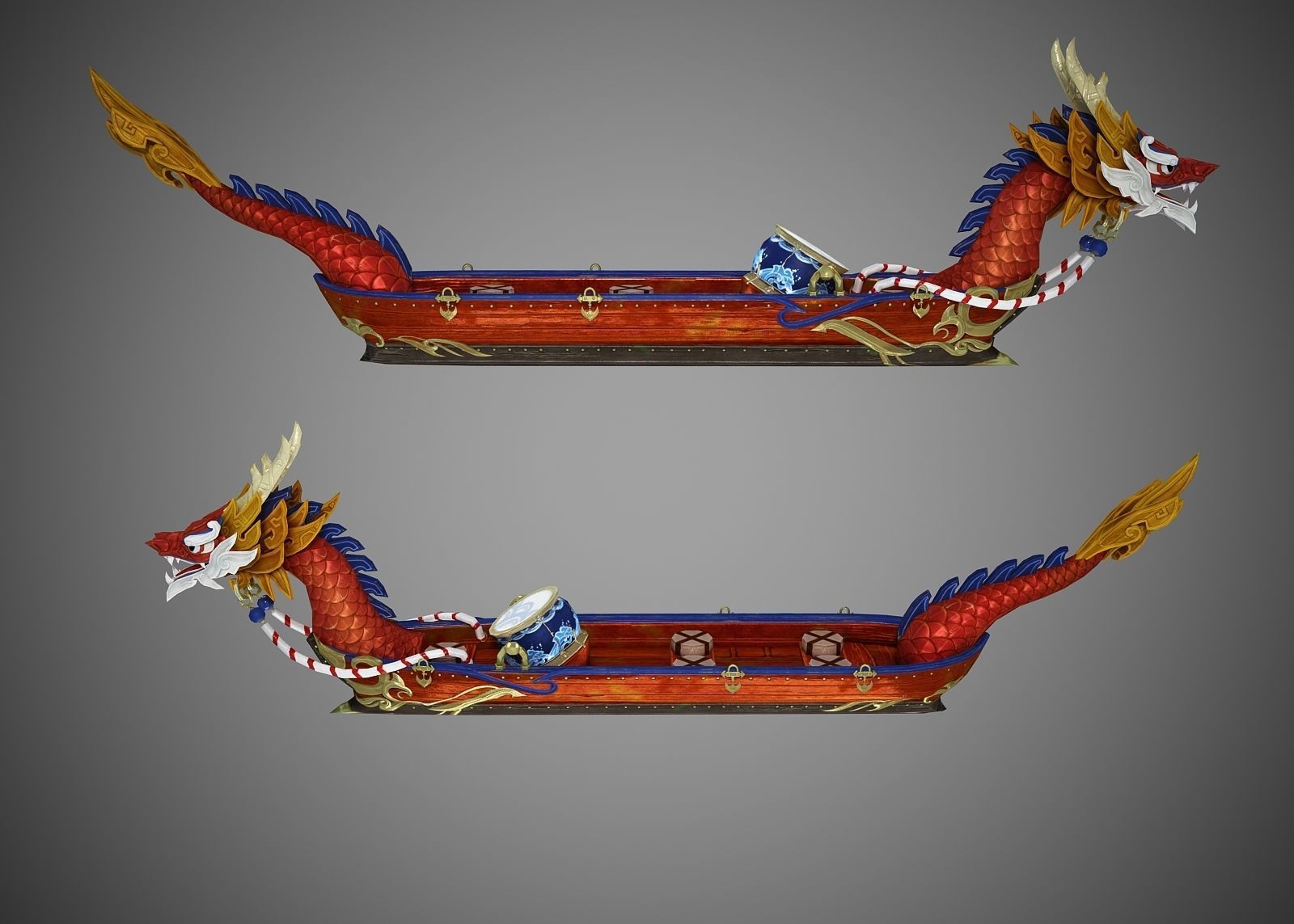Ancient Chinese style Dragon Boat of The Dragon 3D model 1