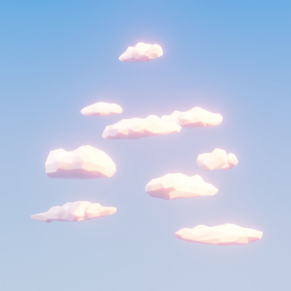 3D model Low poly clouds in sky VR / AR / low-poly | CGTrader
