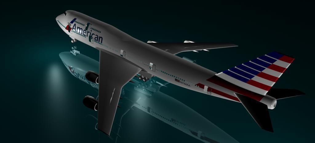 American Airlines New Logo 747 400 3D Model MAX