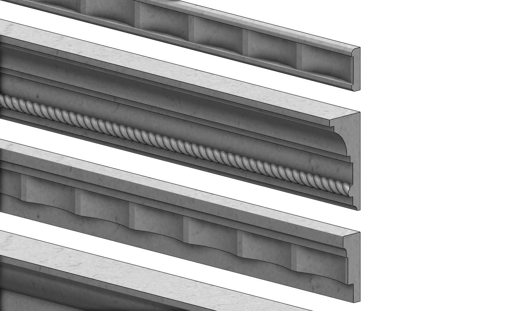 6 classical friezes for plaster and wood workings 3D model 3D printable ...
